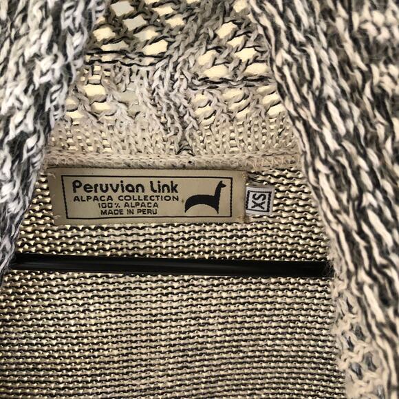 Peruvian Link EUC 100% Alpaca Sweater Gray Taupe Open Cardigan Sweater Size XS - Picture 2 of 8